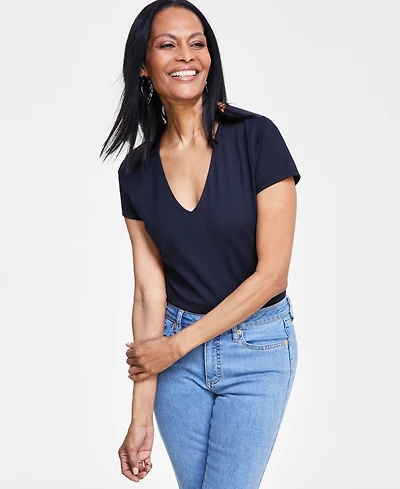 I.n.c. International Concepts Women's V-Neck Bodysuit, Created for Macy's