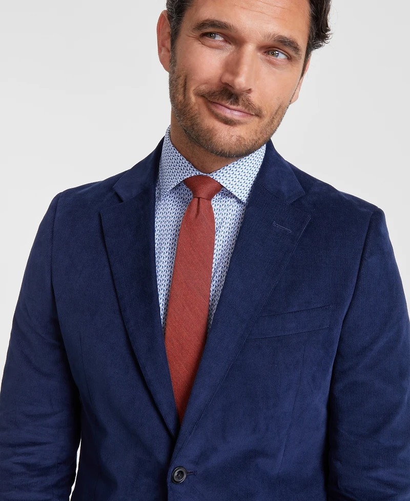 Nautica Men's Modern-Fit Solid Stretch Corduroy Elbow Patch Sport Coat