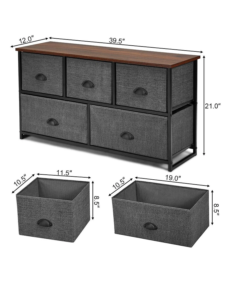 Sugift Dresser Storage Tower with 5 Foldable Cloth Storage Cubes