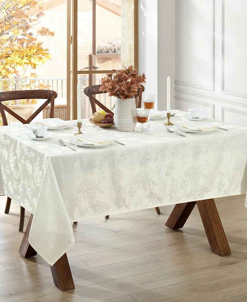 Elrene Elegant Woven Leaves Jacquard Damask Tablecloth