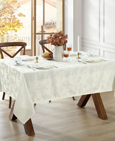 Elrene Elegant Woven Leaves Jacquard Damask Tablecloth