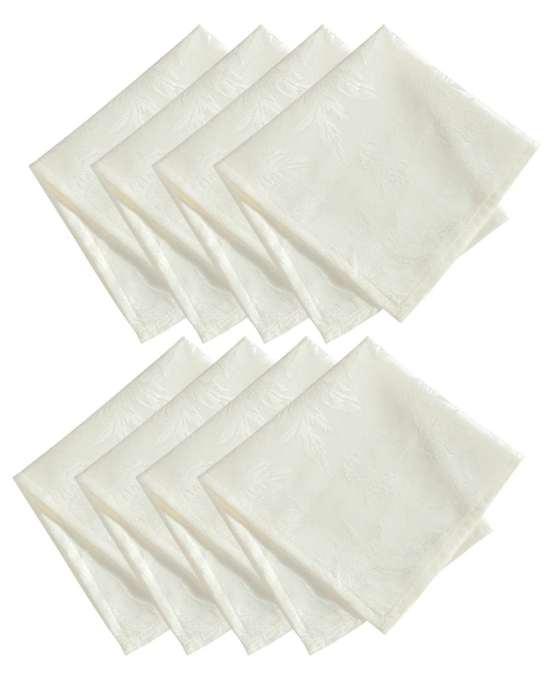 Elrene Elegant Woven Leaves Jacquard Damask Napkin, Set of 8