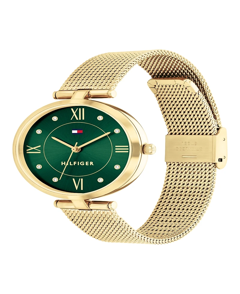 Tommy Hilfiger Women's Quartz Gold-Tone Stainless Steel Mesh Watch 34mm