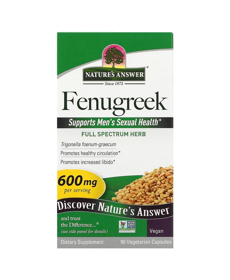 Nature's Answer Fenugreek 600 mg - 90 Vegetarian Capsules