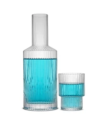 JoyJolt Elle Fluted Bedside Decanter Set
