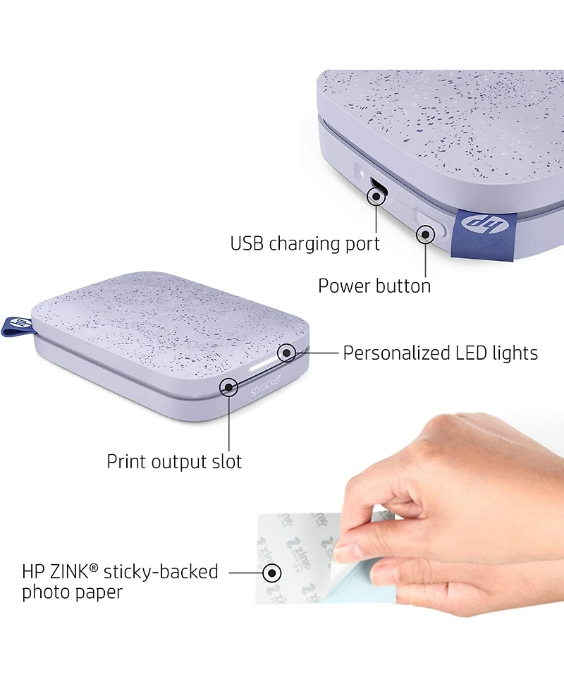 Hp Sprocket Portable 2x3" Instant Photo Printer with Zink Zero Ink Technology