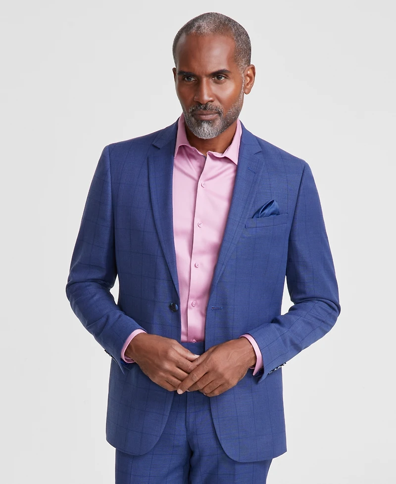Nick Graham Men's Slim-Fit Windowpane Check Suit