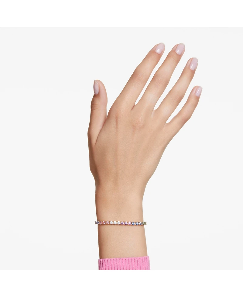 Swarovski Multicolored Round Cut Gold-Tone Plated Matrix Bracelet