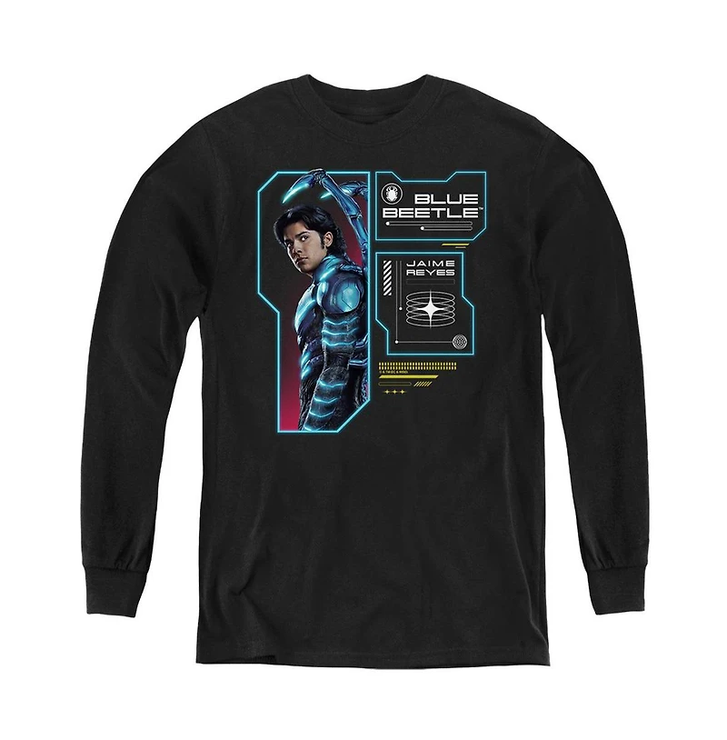 Blue Beetle Youth Data Read Out Long Sleeve Sweatshirt