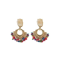 Sohi Women's Multicolor Cluster Stone Drop Earrings