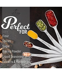 Zulay Kitchen Stainless Steel Measuring Spoons Set - Rectangular Metal Measuring Spoons with Slim Design for Narrow Spice Jars