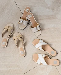 Dv Dolce Vita Women's Niece Raffia Block-Heel Buckle Slide Sandals