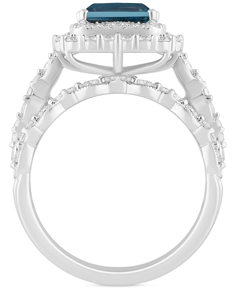 London Blue Topaz (2-7/8 ct. t.w.) & Diamond (7/8 Double Halo Bridal Set 14k White Gold
