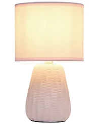 Simple Designs 11.02" Traditional Mini Modern Ceramic Texture Pastel Accent Bedside Table Desk Lamp with Matching Fabric Shade