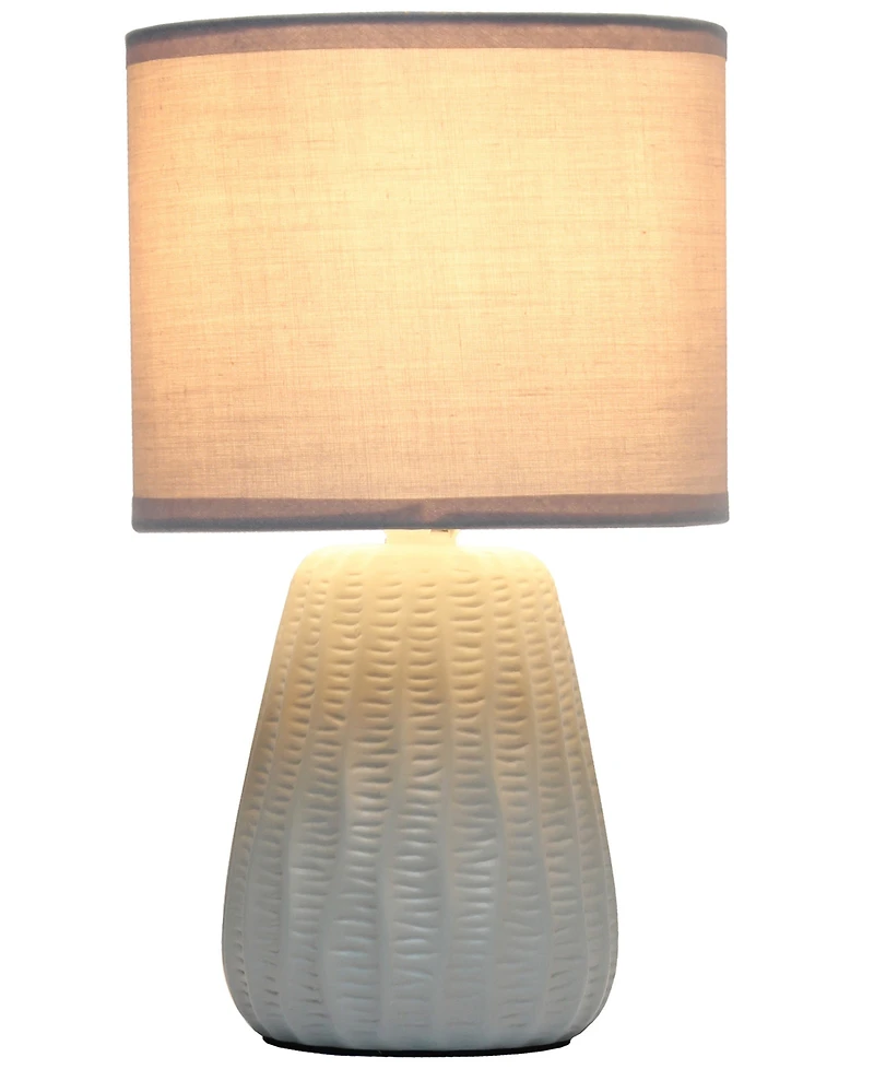 Simple Designs 11.02" Traditional Mini Modern Ceramic Texture Pastel Accent Bedside Table Desk Lamp with Matching Fabric Shade