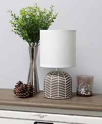 Simple Designs 10.43" Petite Contemporary Webbed Waves Base Bedside Table Desk Lamp with White Fabric Drum Shade
