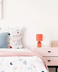 Simple Designs 10.04" Tall Traditional Ceramic Thimble Base Bedside Table Desk Lamp with Matching Fabric Shade