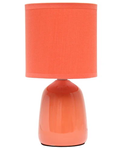 Simple Designs 10.04" Tall Traditional Ceramic Thimble Base Bedside Table Desk Lamp with Matching Fabric Shade