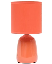 Simple Designs 10.04" Tall Traditional Ceramic Thimble Base Bedside Table Desk Lamp with Matching Fabric Shade