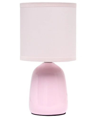 Simple Designs 10.04" Tall Traditional Ceramic Thimble Base Bedside Table Desk Lamp with Matching Fabric Shade