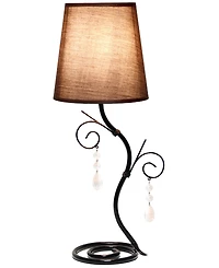 Creekwood Home Priva 19" Contemporary Metal Winding Ivy Table Desk Lamp with Brown Fabric Shade