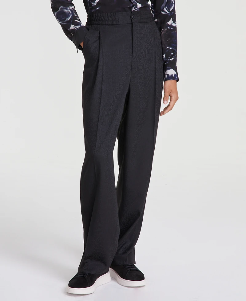 Hugo by Boss Men's Modern-Fit Logo-Print Pleated Suit Pants