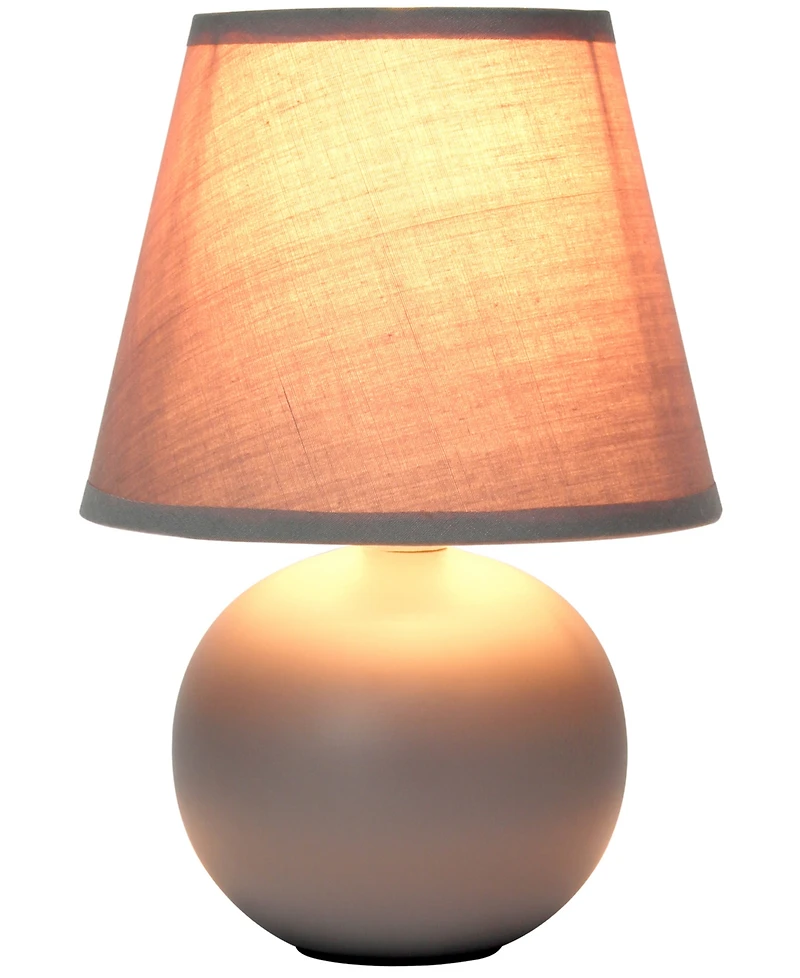 Creekwood Home Nauru 8.66" Traditional Petite Ceramic Orb Bedside Table Desk Lamp with Tapered Drum Fabric Shade