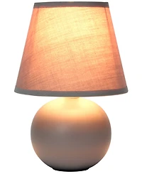Creekwood Home Nauru 8.66" Traditional Petite Ceramic Orb Bedside Table Desk Lamp with Tapered Drum Fabric Shade