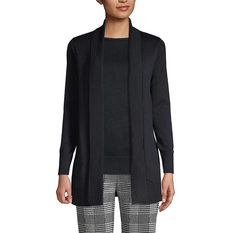 Lands' End Women's Cotton Modal Shawl Collar Cardigan Sweater