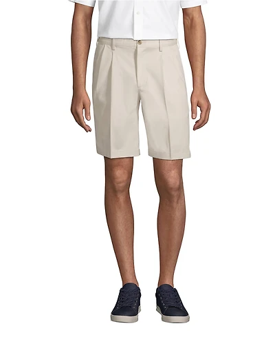 Lands' End Men's No Iron 9" Comfort Waist Pleated Front Chino Short