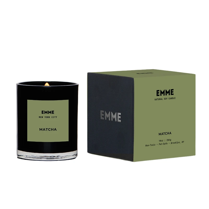 Emme nyc Natural Soy Matcha Scented Candle Jar, 10 oz