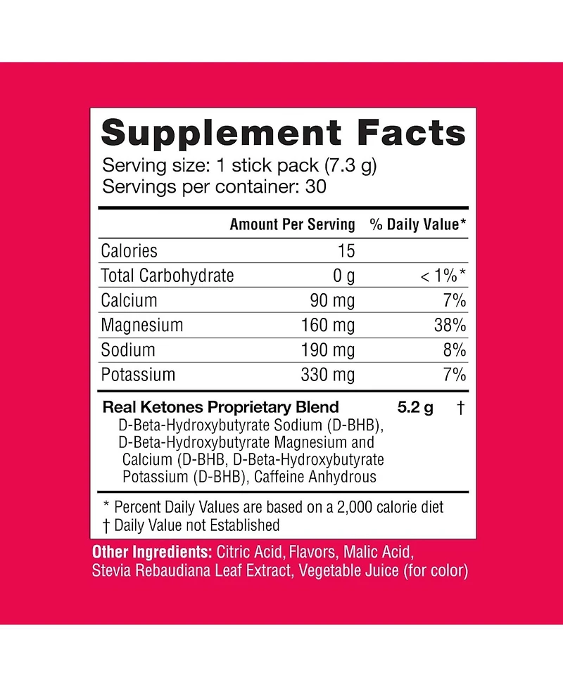 Real Ketones Shift Mixed Berry Exogenous D Bhb + Keto Electrolyte Powder, 30 Drink Mix Packets for Rapid Ketosis (Caffeinated)