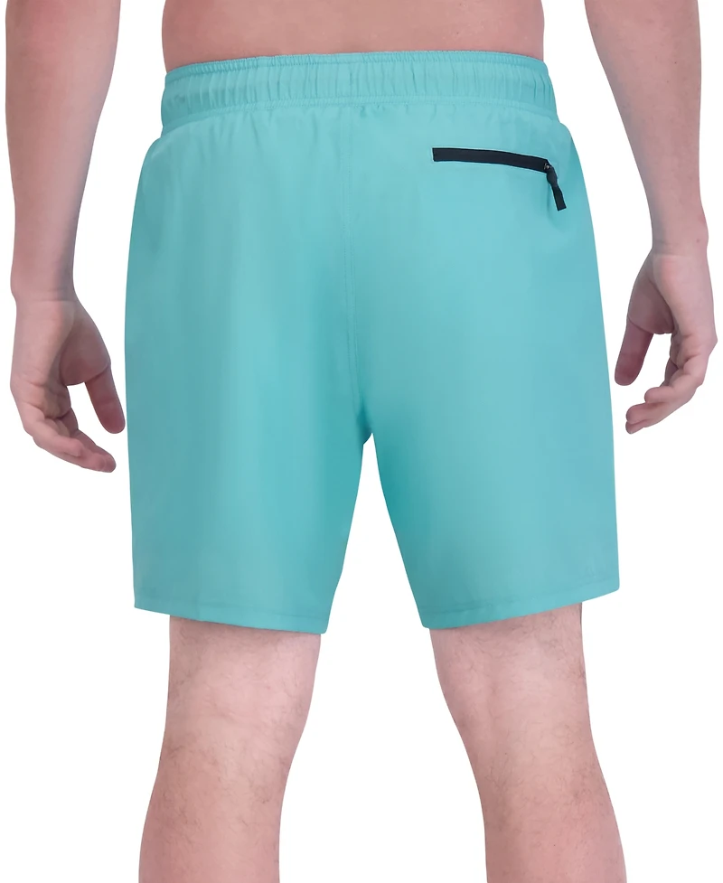 Spyder Men's Stretch Twill-Print 7" Swim Trunks with Compression Liner