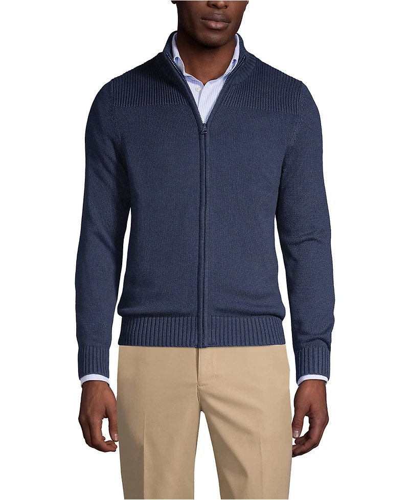 Lands' End Men's Cotton Modal Zip Front Cardigan Sweater