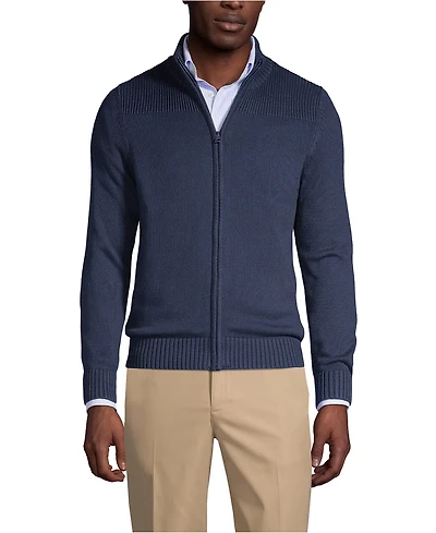 Lands' End Men's Cotton Modal Zip Front Cardigan Sweater
