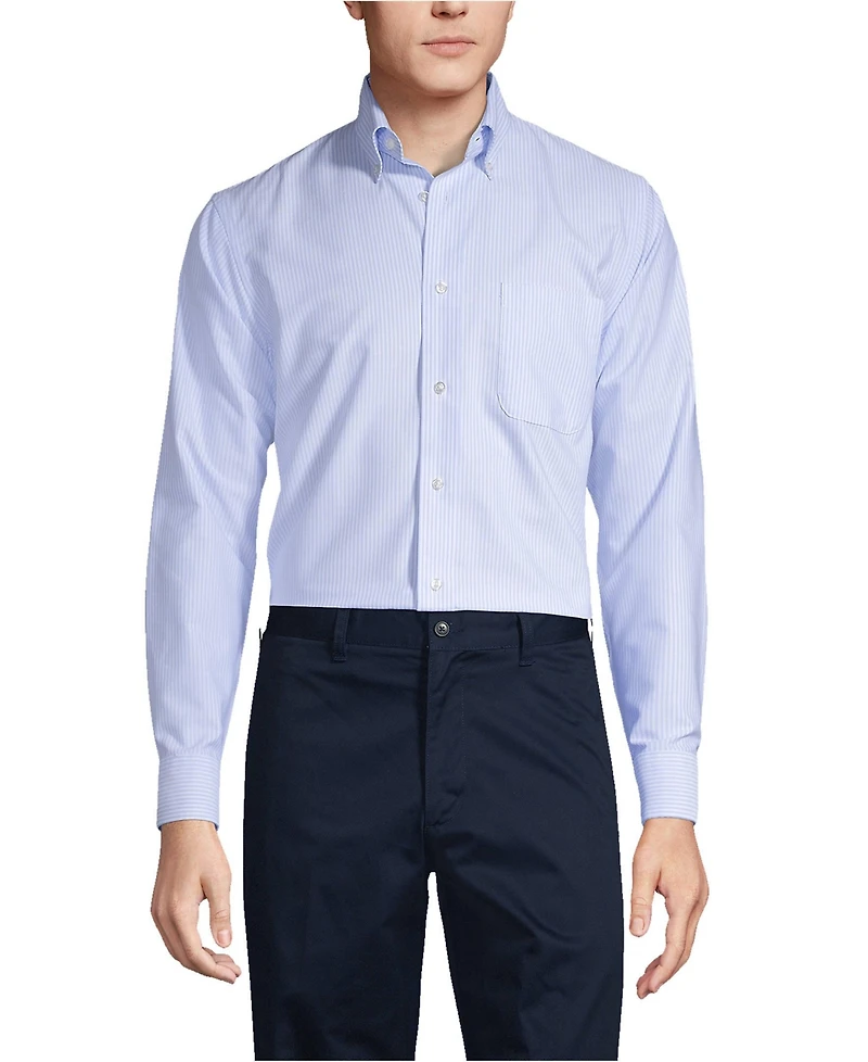 Lands' End Men's Long Sleeve Striped Oxford Dress Shirt