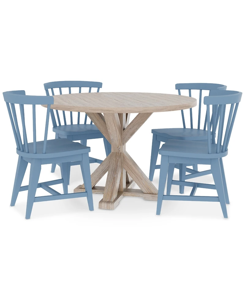 Catriona 5pc Dining Set (Round Table & 4 Wood Side Chairs)