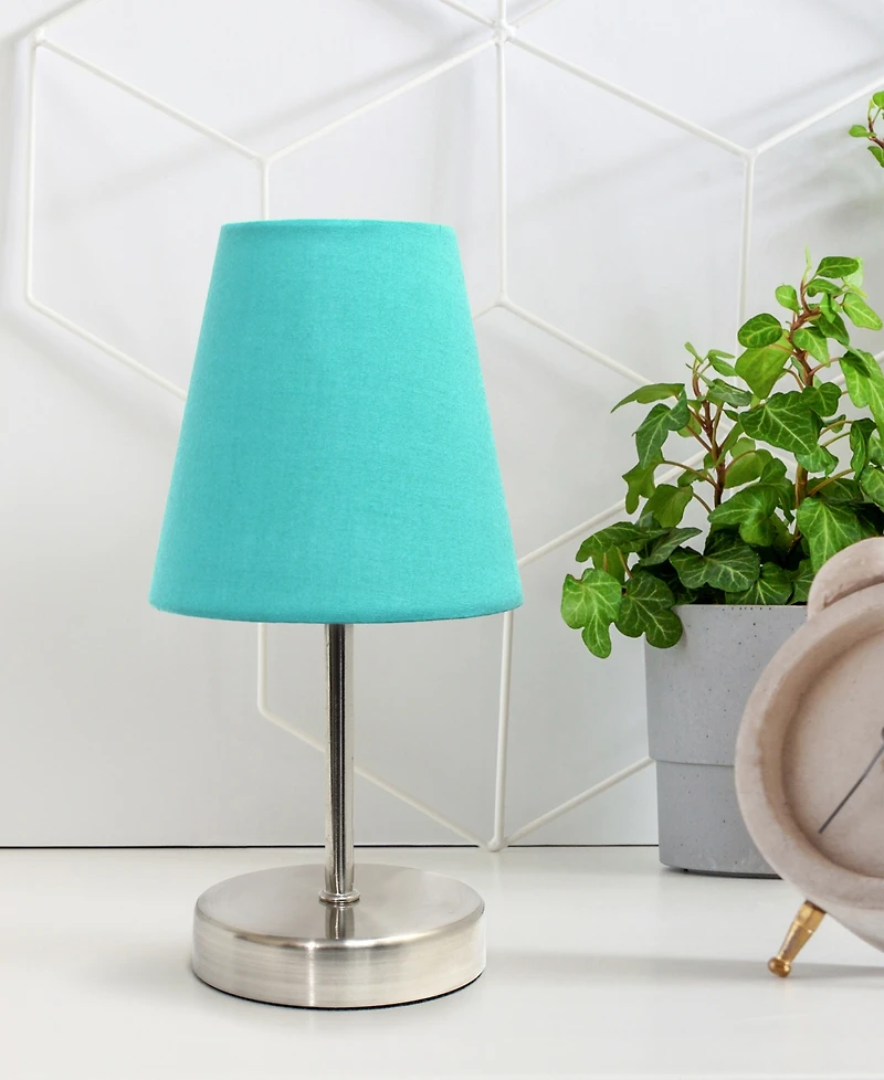 Creekwood Home Nauru 10.5" Traditional Petite Metal Stick Bedside Table Desk Lamp with Fabric Empire Shade