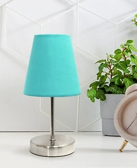 Creekwood Home Nauru 10.5" Traditional Petite Metal Stick Bedside Table Desk Lamp with Fabric Empire Shade