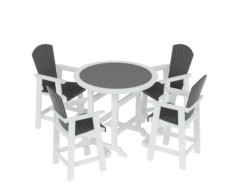 Streamdale 5-Piece Outdoor Bar Table & Chairs Set with Adirondack Chairs