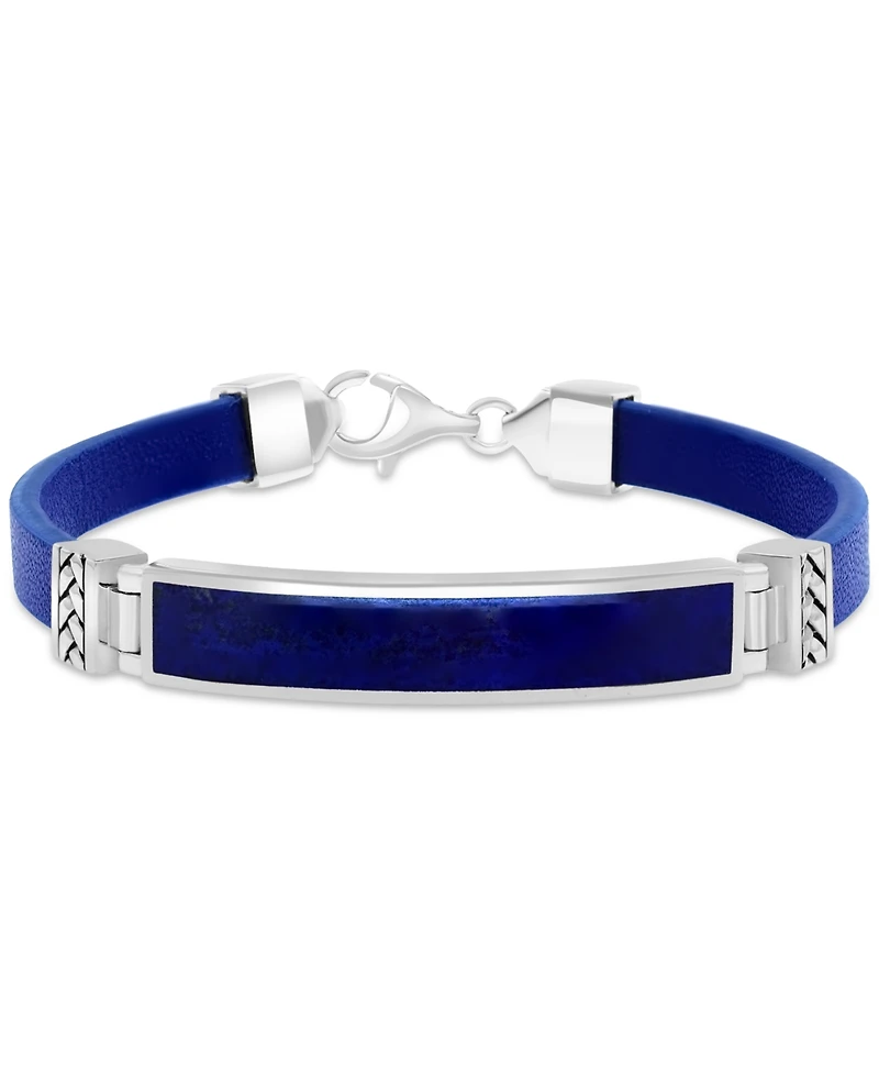 Effy Men's Lapis & Blue Leather Bracelet Sterling Silver (Also Onyx Malachite)