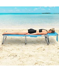 Inolait Folding Beach Lounge Chair with Pillow for Outdoor