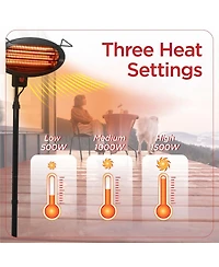 Black and Decker Patio Floor Electric Heater, Patio Heater Stand for Outdoors with 3 Heat Settings