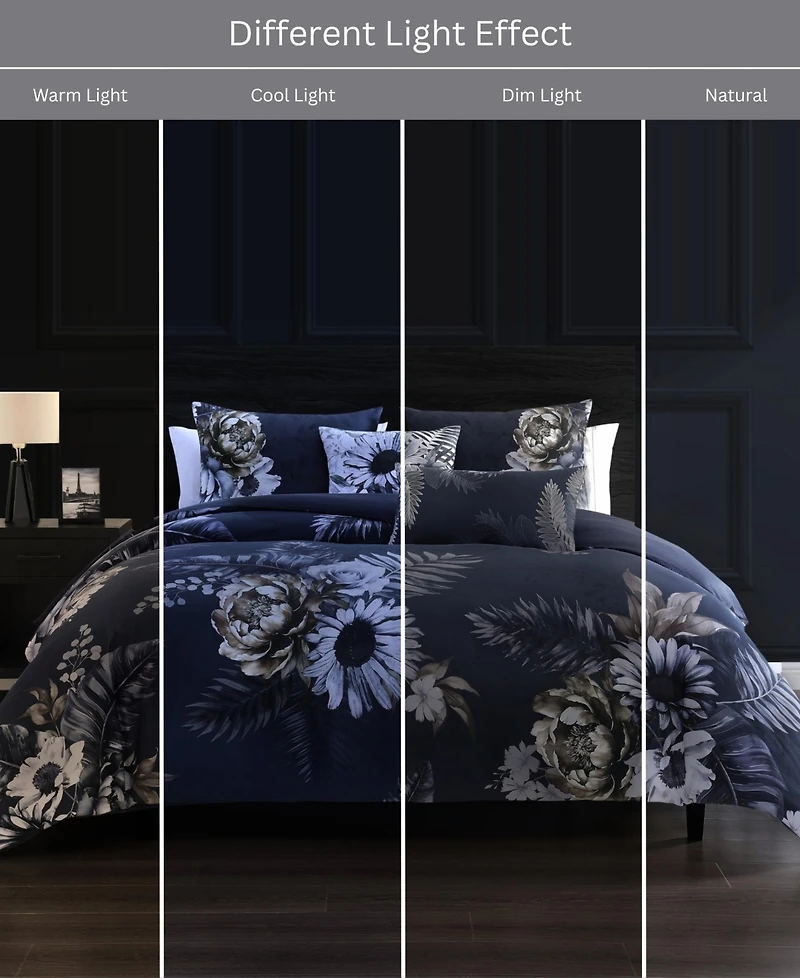 Bebejan Forget Me Not Bedding 100% Cotton Sateen 5 Piece Reversible King Comforter Set