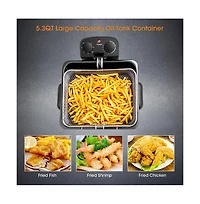 Slickblue Electric Deep Fryer 5.3QT/21-Cup Stainless Steel 1700W with Triple Basket