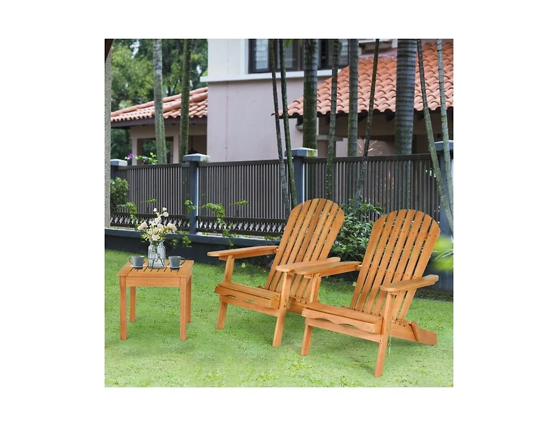 Slickblue 3 Pieces Adirondack Chair Set with Widened Armrest