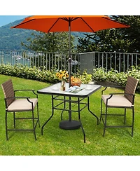 Slickblue 32 Inch Patio Tempered Glass Steel Frame Square Table