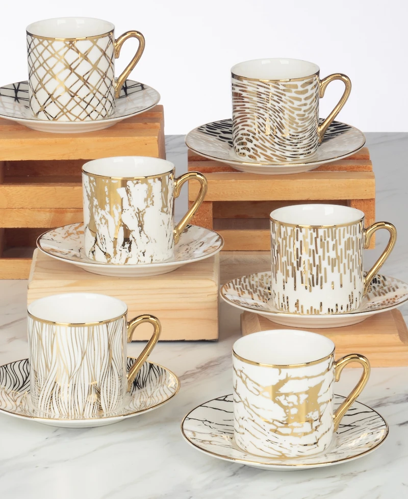 Certified International Matrix Espresso Cups & Saucers Set, Service for 6