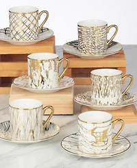 Certified International Matrix Espresso Cups & Saucers Set, Service for 6