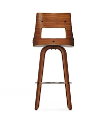 Simpli Home Dallyn Swivel Bar Stool (Set of 2) in Cream Pu Leather